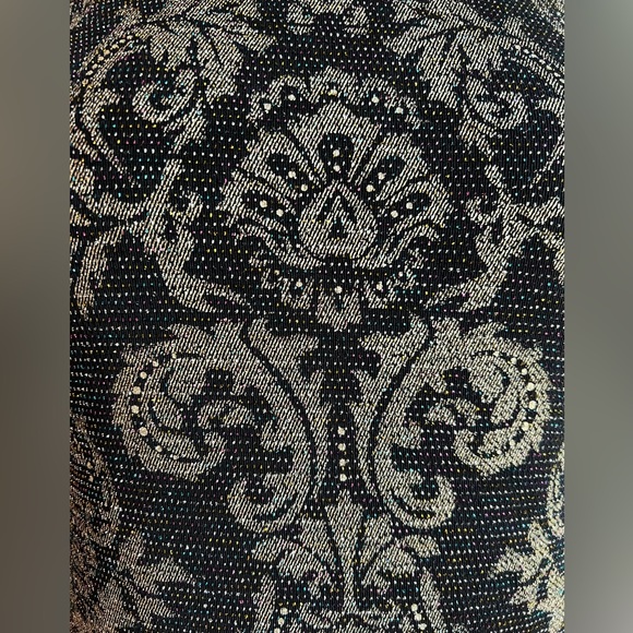 Jessica Howard Stretch Knit Silver Lurex Damask Design dress S/M - Picture 3 of 8